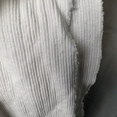 3 1/2 Yds White Rib Knit Fabric 44” W med. Wt. Vertical Ribbed Cotton Blend.