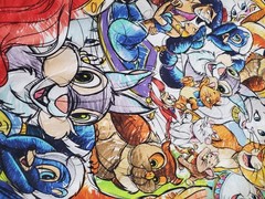 DISNEY Characters Custom Print Spandex Stretch Cotton Fabric 110 x 54 In New