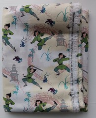Disney Fierce Mulan Sword Pagoda China Imperial 100% Cotton Fabric 2 Yards