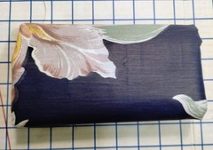 Vtg Glazed Chintz Fabric Navy Blue Iris Floral Polished Cotton 2.3 Yd Cut Selvag