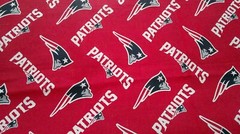 Fabric NFL Patriots Authentic Logo White & Blue on Red 18″ Square $3.95