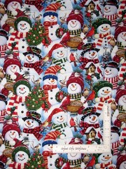 Christmas Snowman Snowmen Fabric By The Yard Cardinal Tree Snow Cotton by David