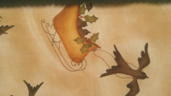 Fabric Red Rooster 2 Pc Fall Design w/Scarecrow Pumpkins & Blackbirds $3.25