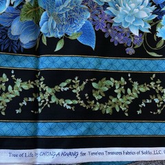 Eden Tree Of Life Purple Blue Gold Floral Birds Border Chong A Hwang 2.5 Yards