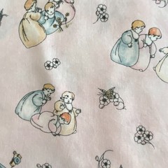 Remnant Children Playing Fabric Pastel Pink Cotton 36×40