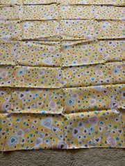 Vintage 60s 70s Sateen Mustard Hippie Love Hearts Mod Gogo Fabric Remnant 44×52