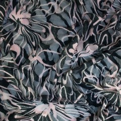 Designers lace devore fabric Black & Pink Floral Remnant 170x140cm Made in Italy
