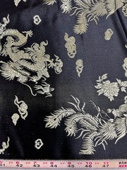 Arisa BLACK Dragon Brocade Chinese Satin Fabric for Cheongsam/Qipao, Apparel, C