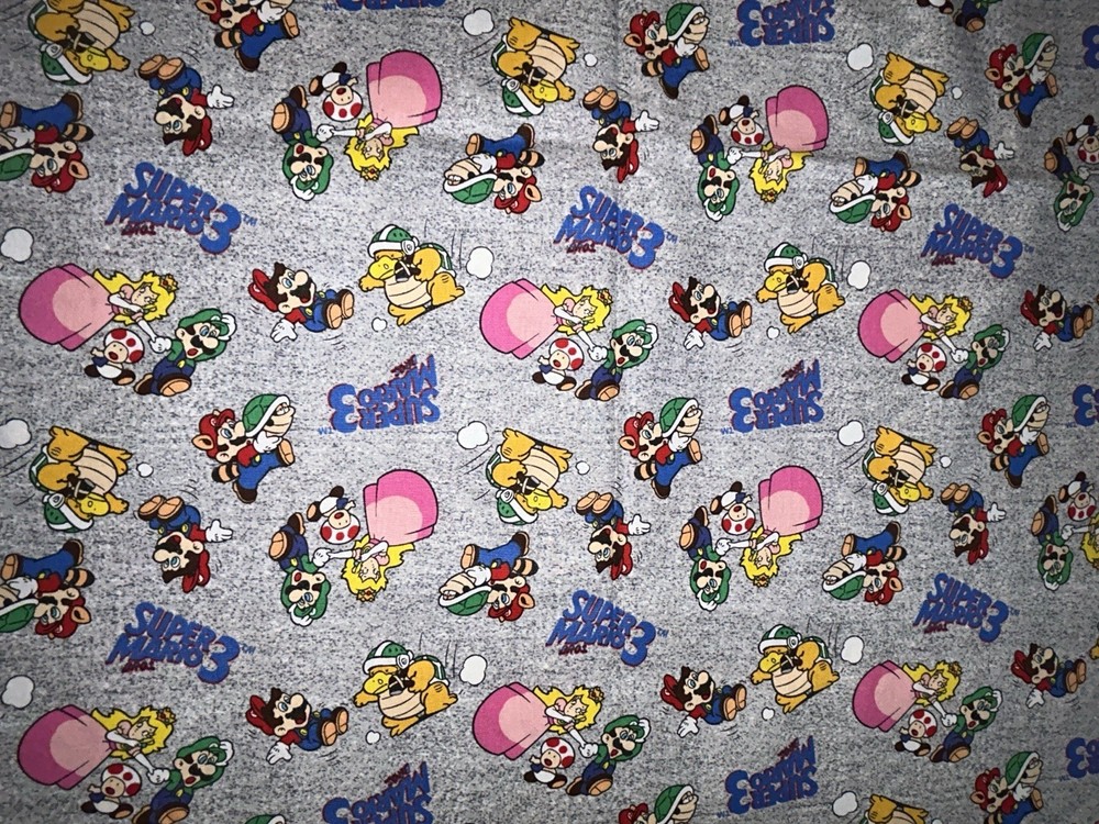 1.25 Yards Super Mario Bros 3 Cotton Quilting Fabric Nintendo Princess Peach