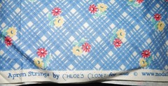 blue 1930s feed sack reproduction floral fabric Apron Strings Chloe’s Closet BTY