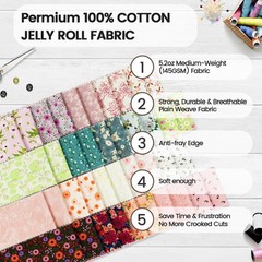 Craftido-18 Options-100% Cotton Jelly Roll Fabric Precut Fancy Waterlily Pond