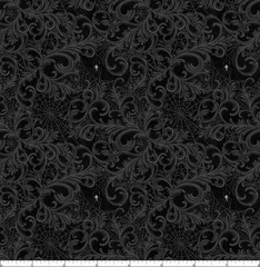 Lumin/White Owl – Dark Academia – Scrolls And Webs – Charcoal, Fabric BTY