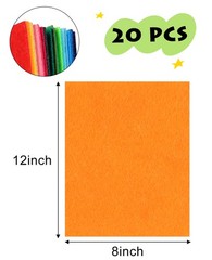 20 PCS Assorted Colors Felt Sheets 8×12 Inch 1mm Nonwoven Craft Fabric DIY