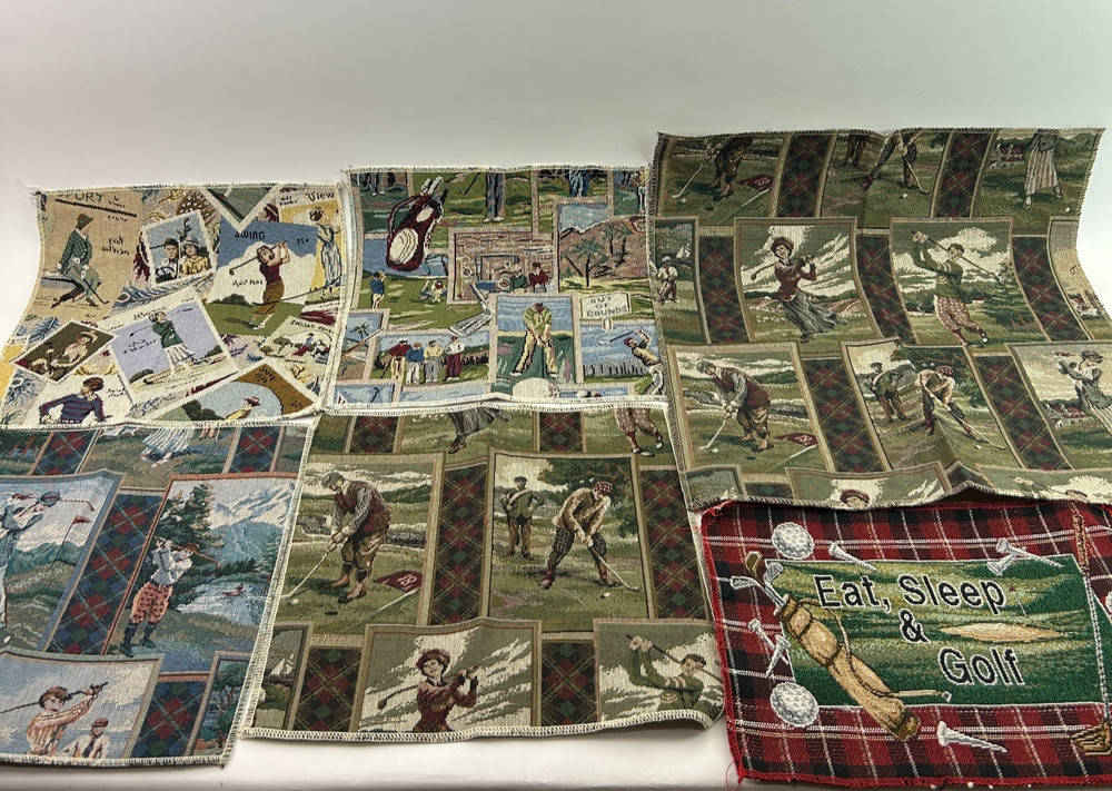 6 Golf Tapestry Upholstery Fabric Samples Vintage Modern Designs Golfing Pillow