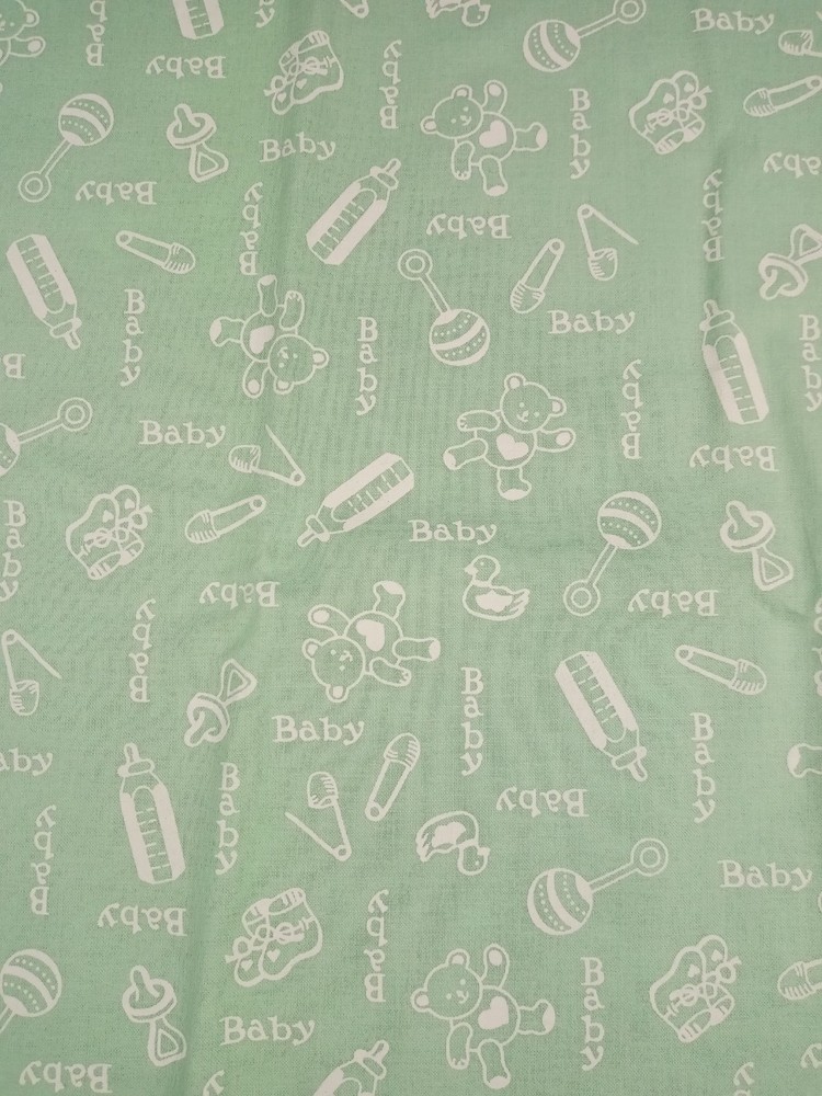 Fabric Traditions Light Green Background Baby Themed 1 Yard + 26″ x 44″