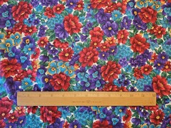 Hoffman Country Side Bright Floral Purple Red Cotton Fabric 2+ Yards 1990’s