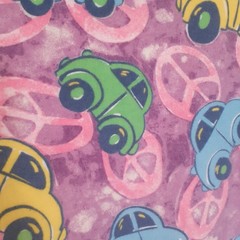 Vintage Peace Sign Bug Beetle Tye-Dye Flannel Fabric Purple 2 pieces = 3 1/3 yds