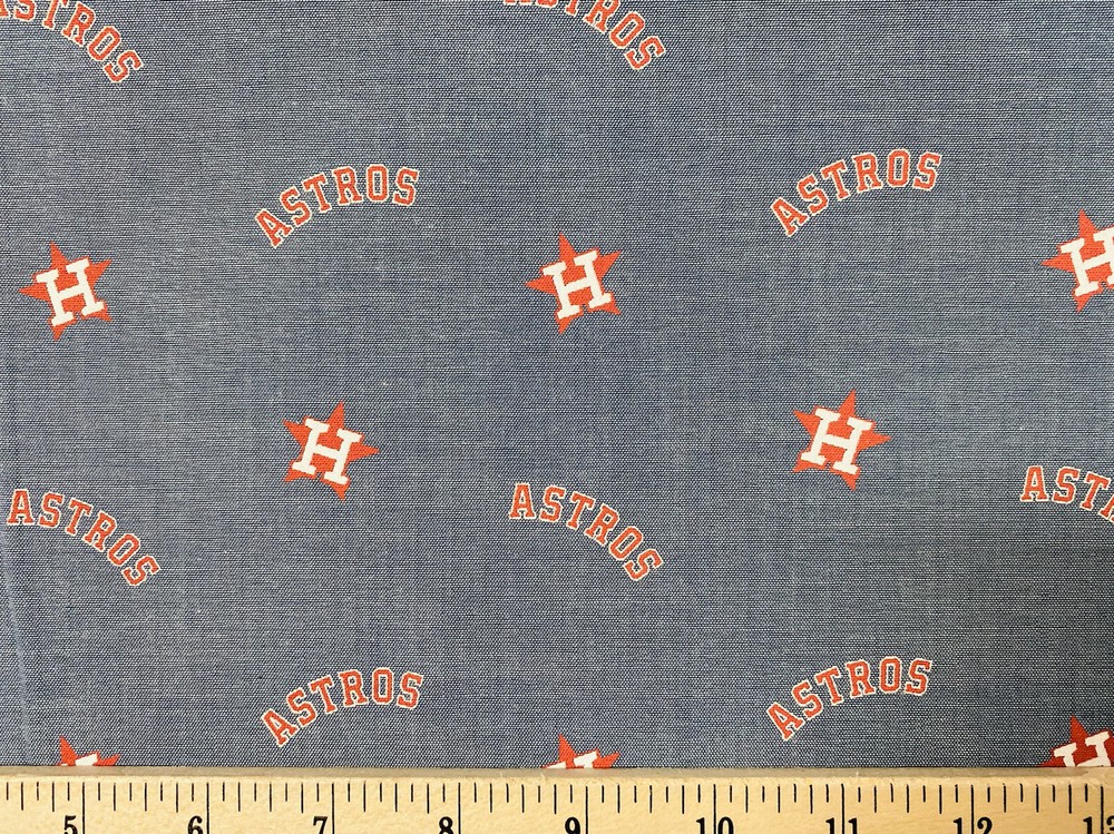 MLB HOUSTON ASTROS Baseball CHAMBRAY, 1/4 Yard (9” x44”) 100% cotton fabric New