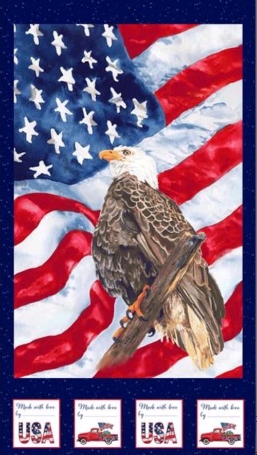 Henry Glass – Patriotic Wings Of Freedom – Bald Eagle Quilting Fabric Panel