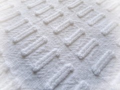 minimalist white vtg chenille bedspread fabric buttonhole design, 18″ x 24″ pc