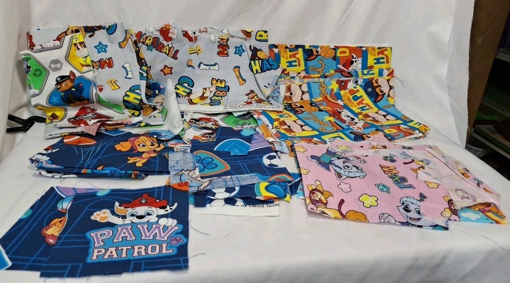 PAW PATROL Fabric Lot, Scraps. 100% Cotton, Nickelodeon 13oz.