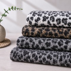 Leopard Sherpa Boucle Faux Fur Fabric Thick Curly Lamb Fleece 50x160cm DIY