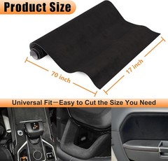 Microfiber Black Suede Fabric Wrap for Car Interior 17in x 70in Self Adhesive