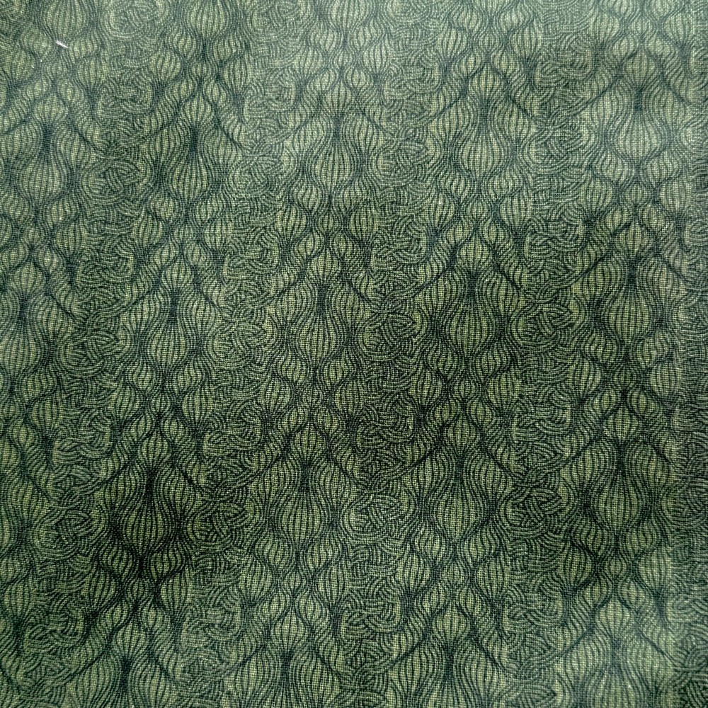 Vintage Green Striped Cotton Fabric, Ivy Geometric Pattern – 2.75yd, 44″