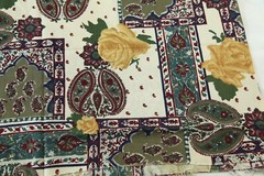 2Y x 60″ Vintage 80s 90s Rayon Paisley Floral Rose Fabric Maximalist Ornate Bold
