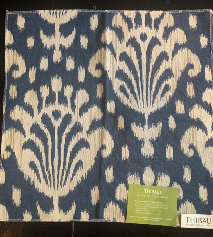 THIBAUT Thai Ikat in Navy Blue 17 1/4″ Indoor/Outdoor Fabric Sample