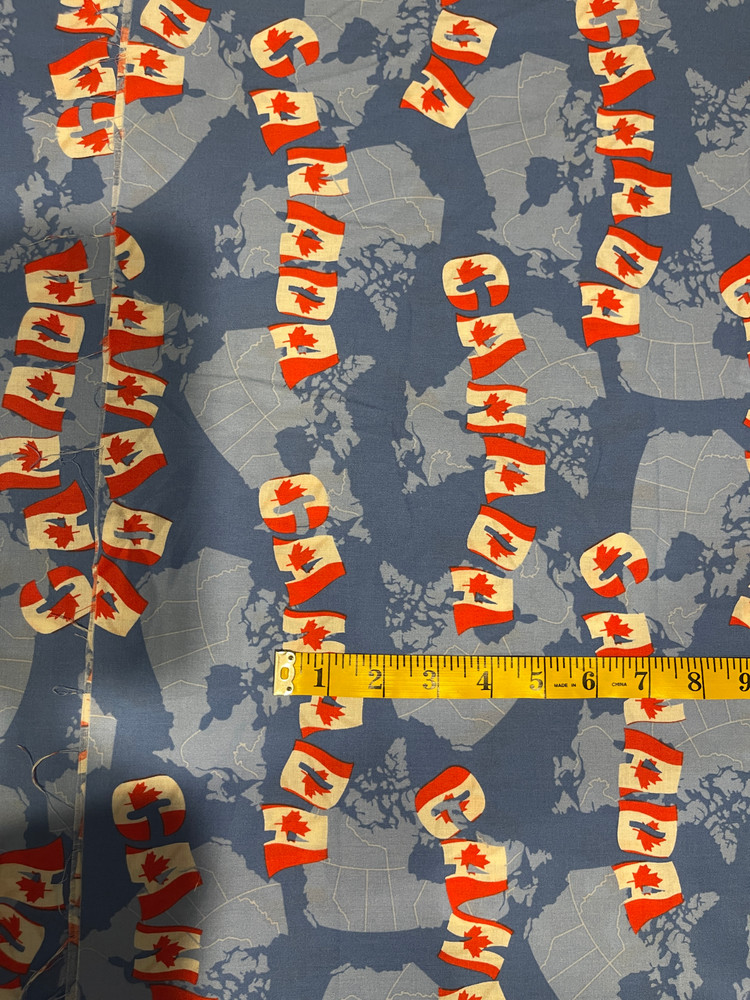 13.75 Yds Fabricland R.E.D. Canada World Map Flag Lettering 100% Cotton Fabric