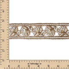 Beaded Lace Fabric Trim 1.5 Inch Metallic Sequin Embroidery 4.9 / 9.8 Yard Spool