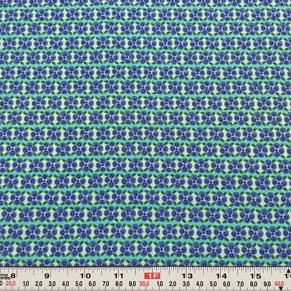 Blank Quilting 2006 Blue Floral Cotton Fabric by the HALF YARD