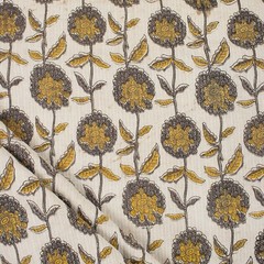 Hand Block Kantha Floral Print Fabric Indian 100% Cotton Modern Mud Cloth Yard