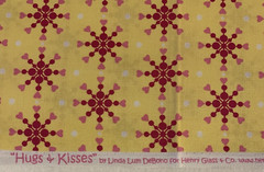 “Hugs & Kisses” Fabric By Linda Lum DeBono For Henry Glass Snowflake Hearts 1+Yd