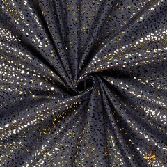 1m x 1.48m Jeans Fabric Foil Print Dark Blue Leopard Print Gold