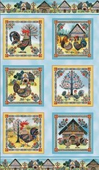 Benartex – Folk Farm Quilting And Crafting Fabric Panel With Rooster 🐓