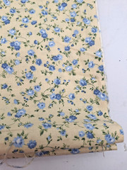 VTG Fabric Cotton Quilting 57×45″ Joan Kessler Mini Blue Floral on Pastel Yellow