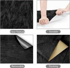 Self Adhesive Velvet Wallpaper – Black Peel and Stick