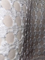 White Chenille Block On Solid. 58”w X 72” L. Decorator Interior Fabric