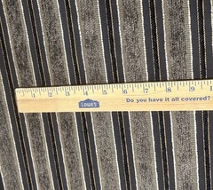 Dark Moody Brown Black Gold Tan Stripe Chenille Upholstery Fabric BTY B