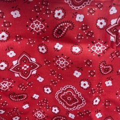 32” x 58” Cotton Polyester Red Bandana Print Paisley Pattern Fabric Arts Crafts