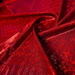 Vibrant Blood Red Hologram print 4-way Stretch Spandex by the Yard for Swimwear