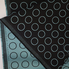 Vintage MCM Maharam Upholstery Fabric, Blue, Brown “Repeat Dot Ring” 10.5 yds