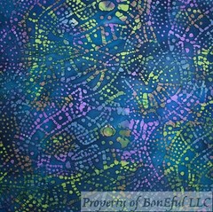 BonEFul FQ Cotton Quilt Green Aqua Blue Purple Retro Print Batik Texture Blender