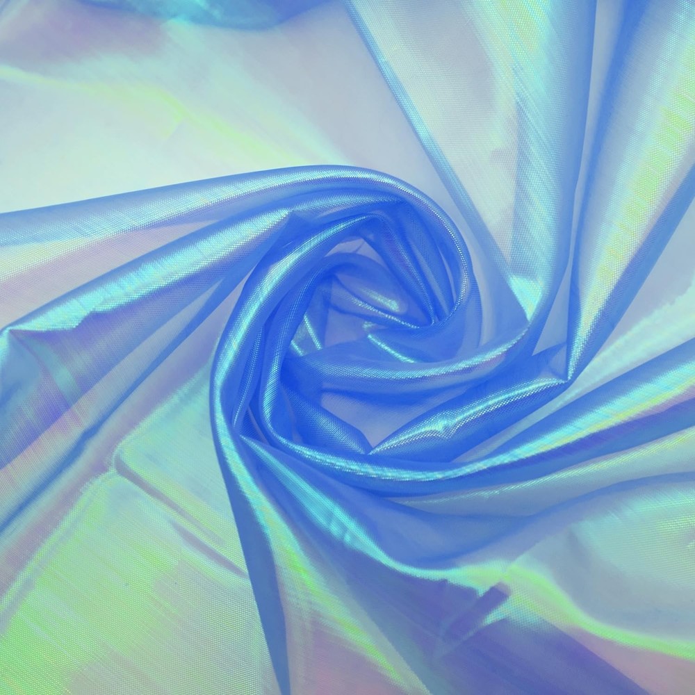 3 Yard Sheer Iridescent Organza Fabric, Magic Laser 3 Yards, Sapphire Blue