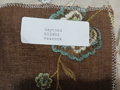 Randolph Alexander Linen Blend Floral Embroidered Fabric Samples Tan Blue Brown