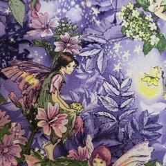 Sparkly Night Fairies Fabric Purple Cicely Mary Barker Michael Miller 1 Yard
