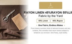 Rayon Linen Fabric by the Yard 55% Linen 45% Rayon Woven 185 GSM Non-Stretch