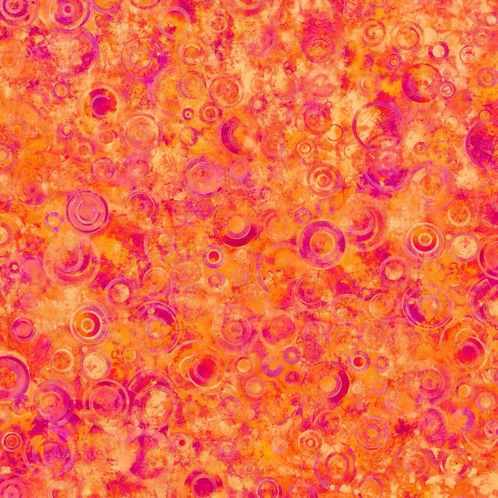 45-inch Echo Circles Cotton Quilter’s Fabric By the Yard Berry Peachy Orange